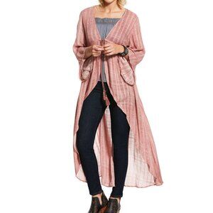 Ariat Womens XL/XXL Dusty Pink Sheer Duster Kimono Cover-Up Bell Sleeve Wrap